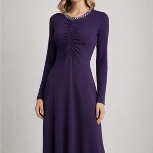 Michael Kors Deep Purple Long Sleeve Dress